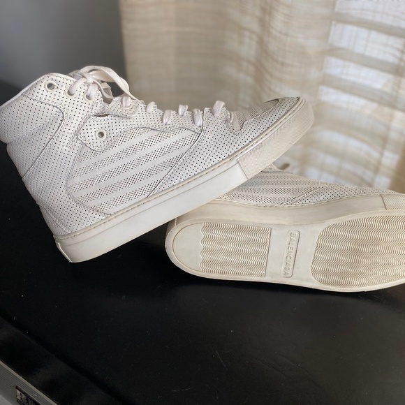 Balenciaga white leather hi top rubber shoes sneakers 40-7M9 perforated trainers main image 6